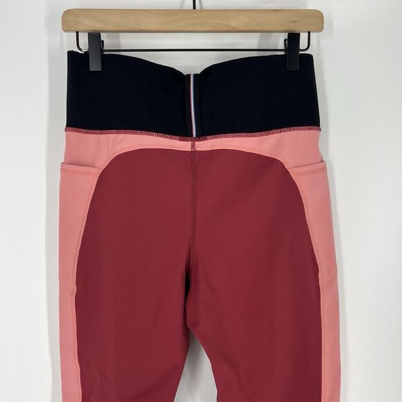 Anthropologie Fourlaps Leggings Size Medium Women Red Pink Plyo Workout Athletic - Picture 6 of 10